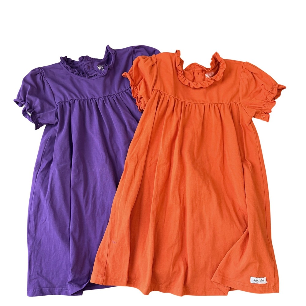 Merce & Me Girls Sz 8 Ruffle High Collar Puff Sleeve Dress Bundle Purple Orange